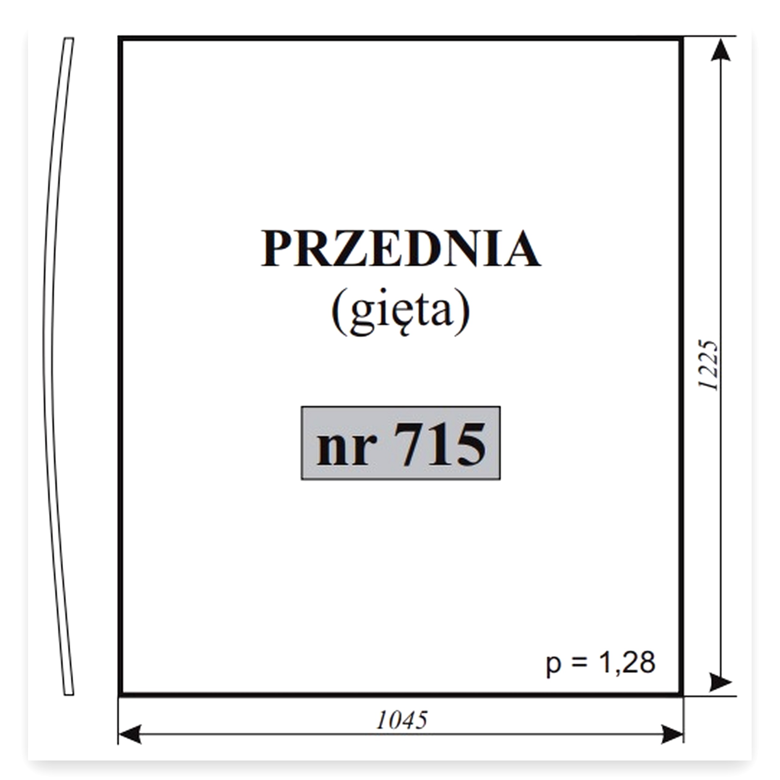 Szyba przednia gięta 320A do ciągnika