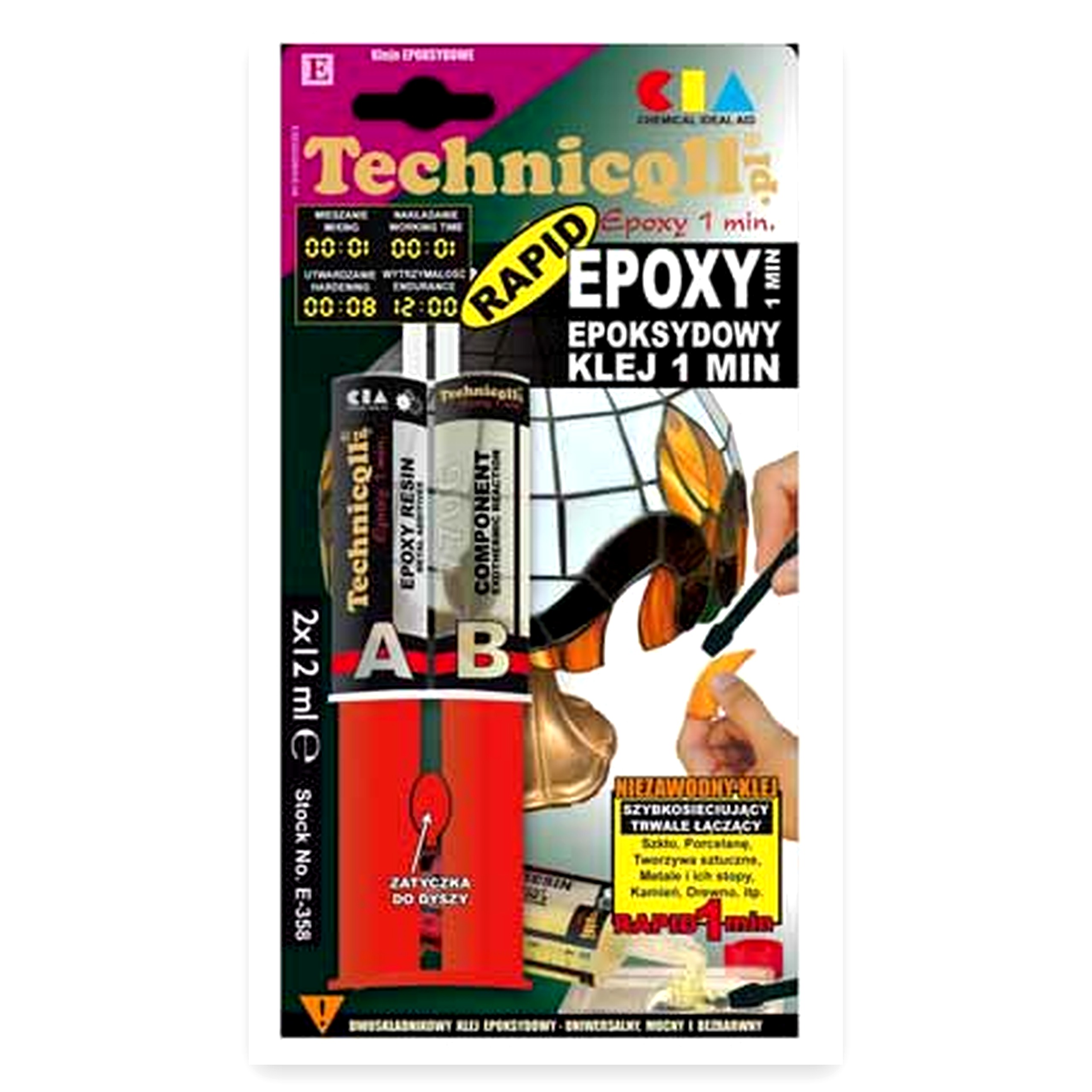 e39b932099848a48cd7c663d3bcaea59.jpg Klej epoksydowy dwuskładnikowy 2x12ml bezbarwny wiązanie 1min E-358