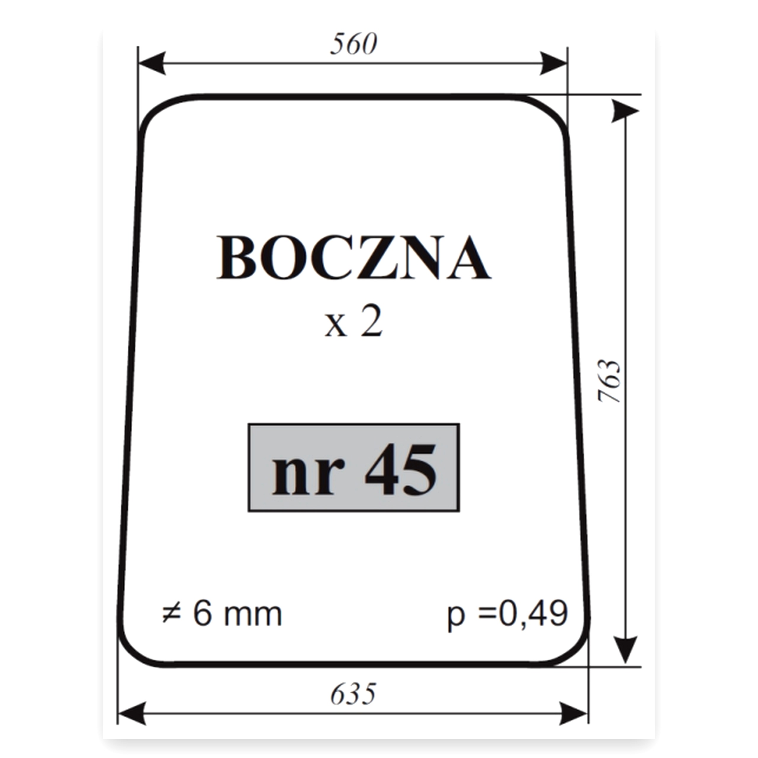 Szyba boczna MTZ-82 bez otworów