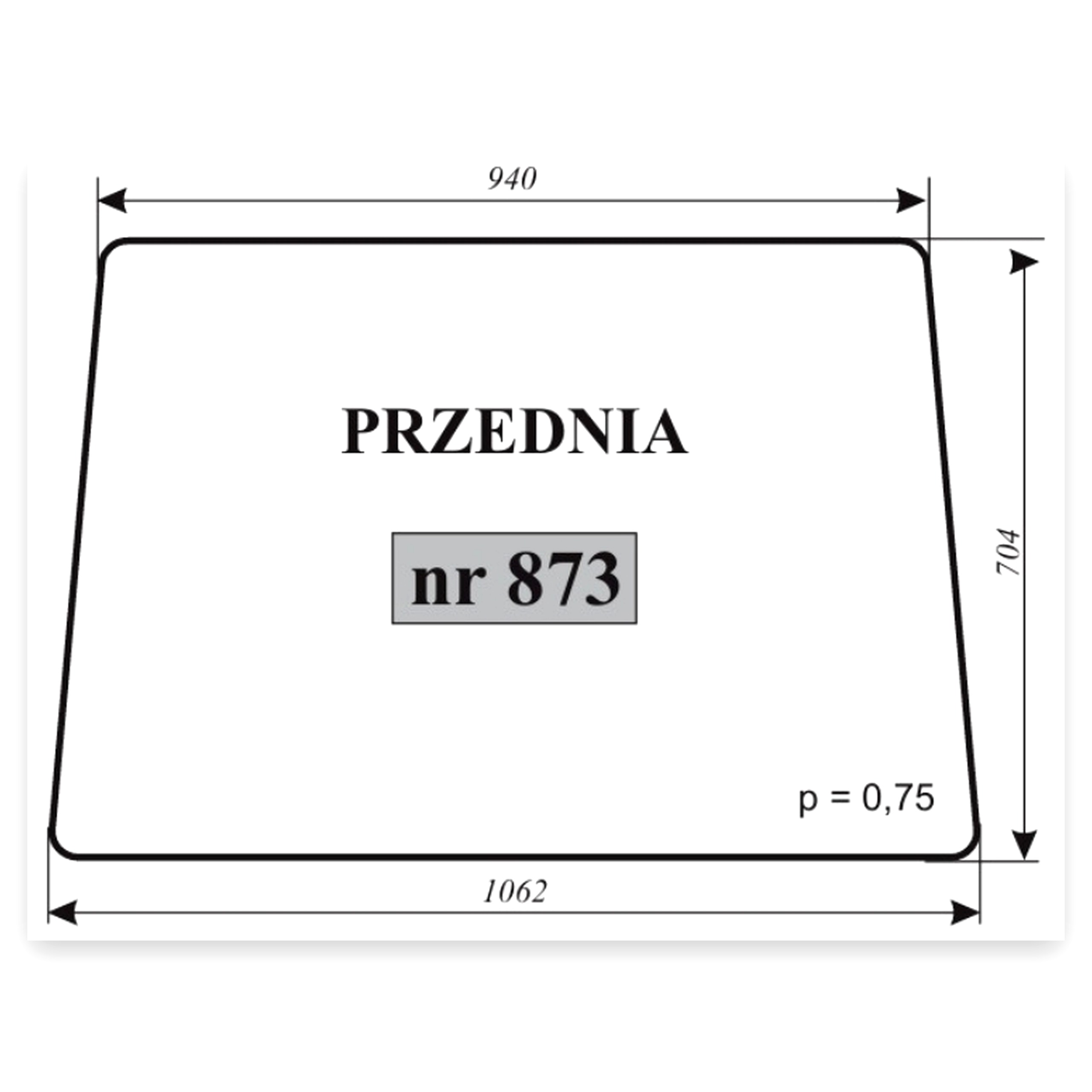 Szyba przednia MF 595 do ciągnika Massey Ferguson 595