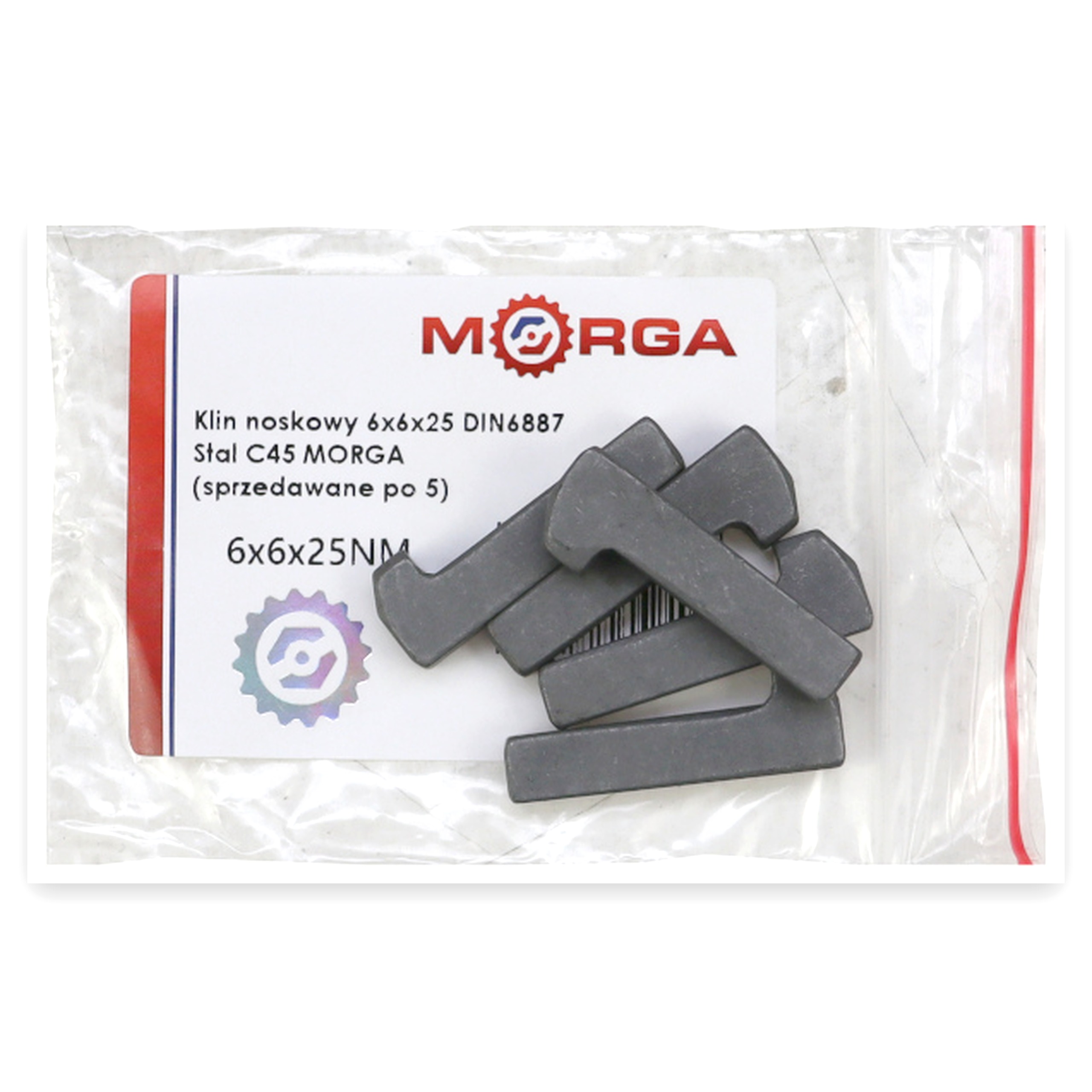 f52b450e370377994c2c3042564e6aa0.jpg Klin noskowy 6x6x25 DIN6887 Stal C45 MORGA (sprzedawane po 5) widoczna cena za 1 sztukę