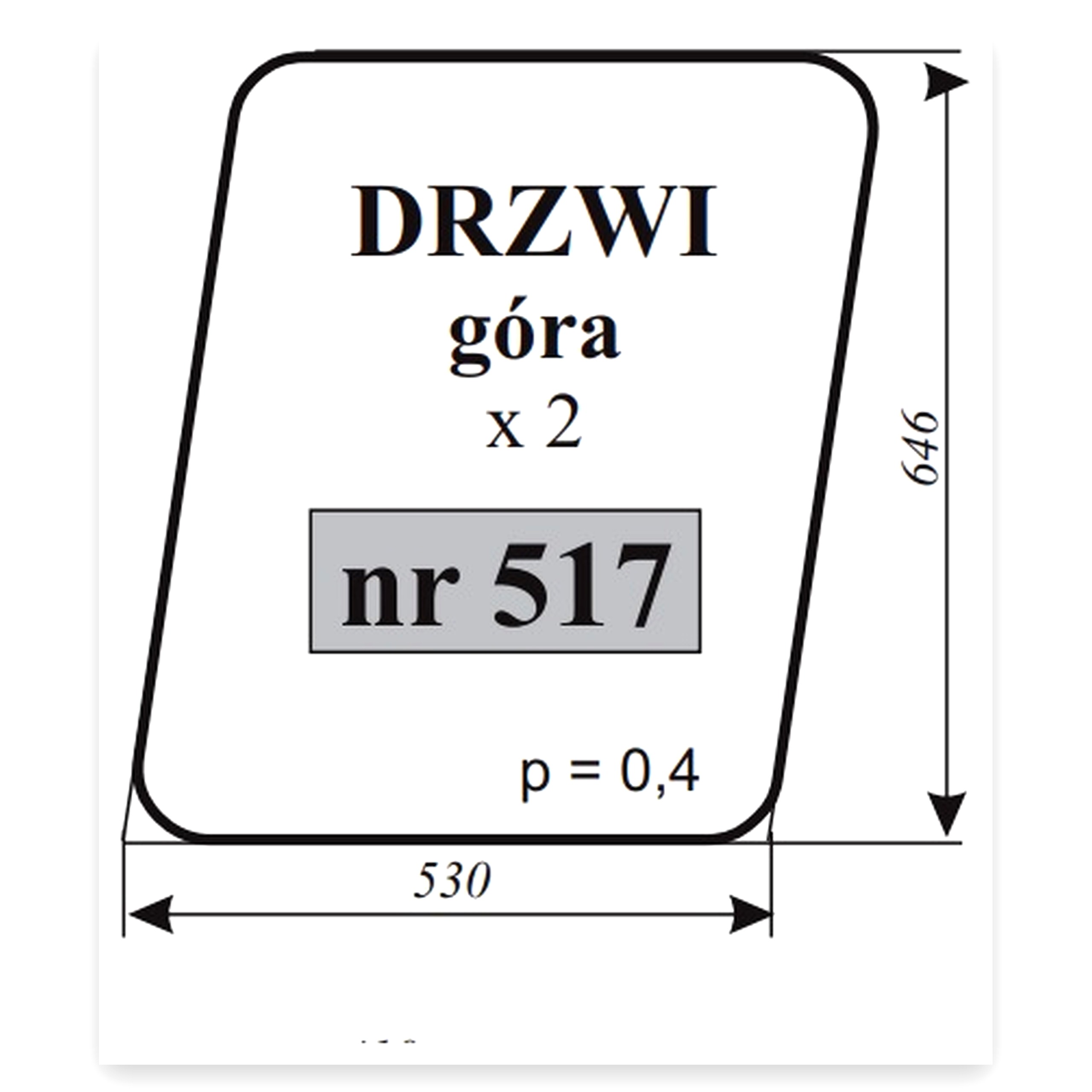 Szyba drzwi góra ciągnik radz.LT255 do ciągnika T-25