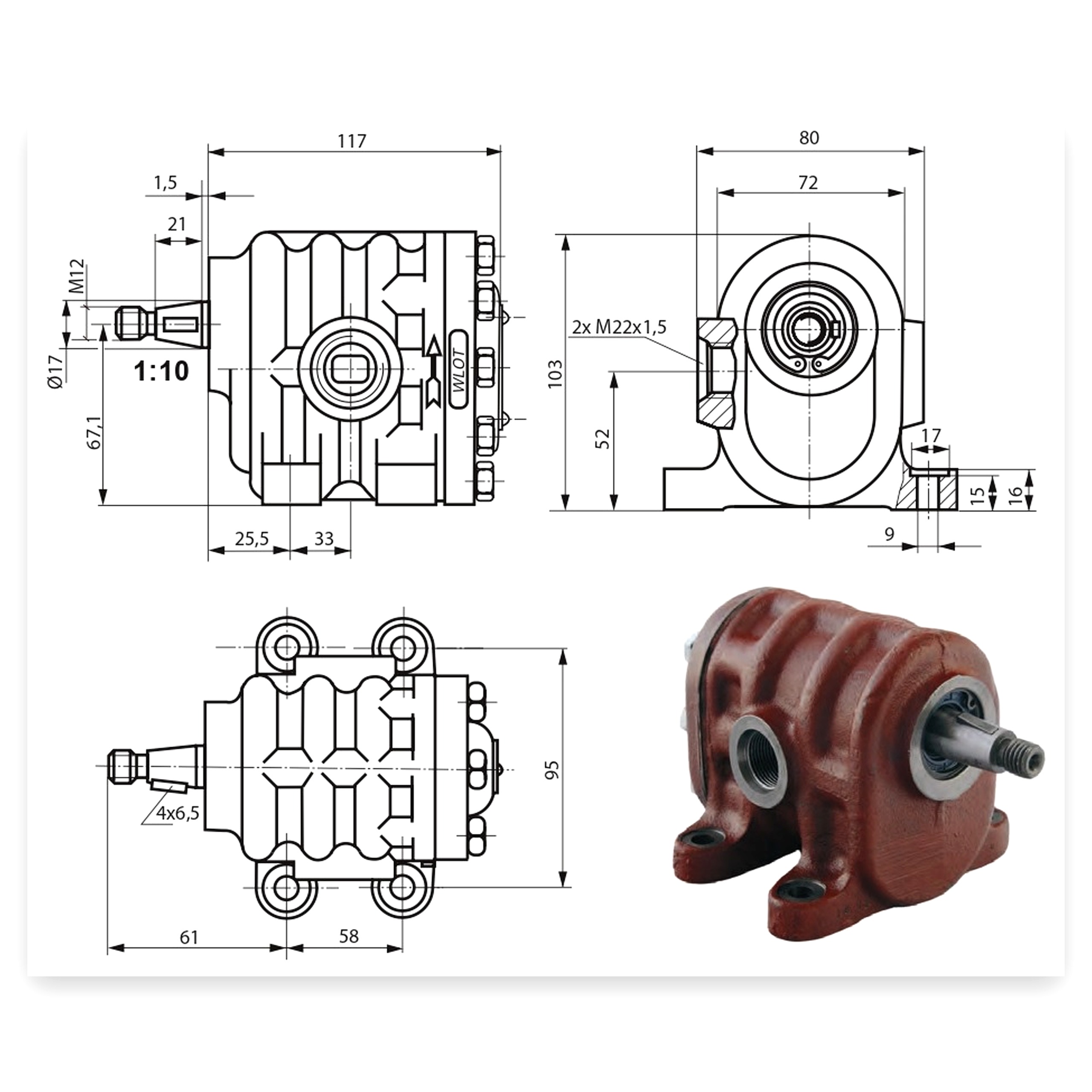 Pompa hydrauliczna podnośnika Ursus C-330 wzm Hydrotor