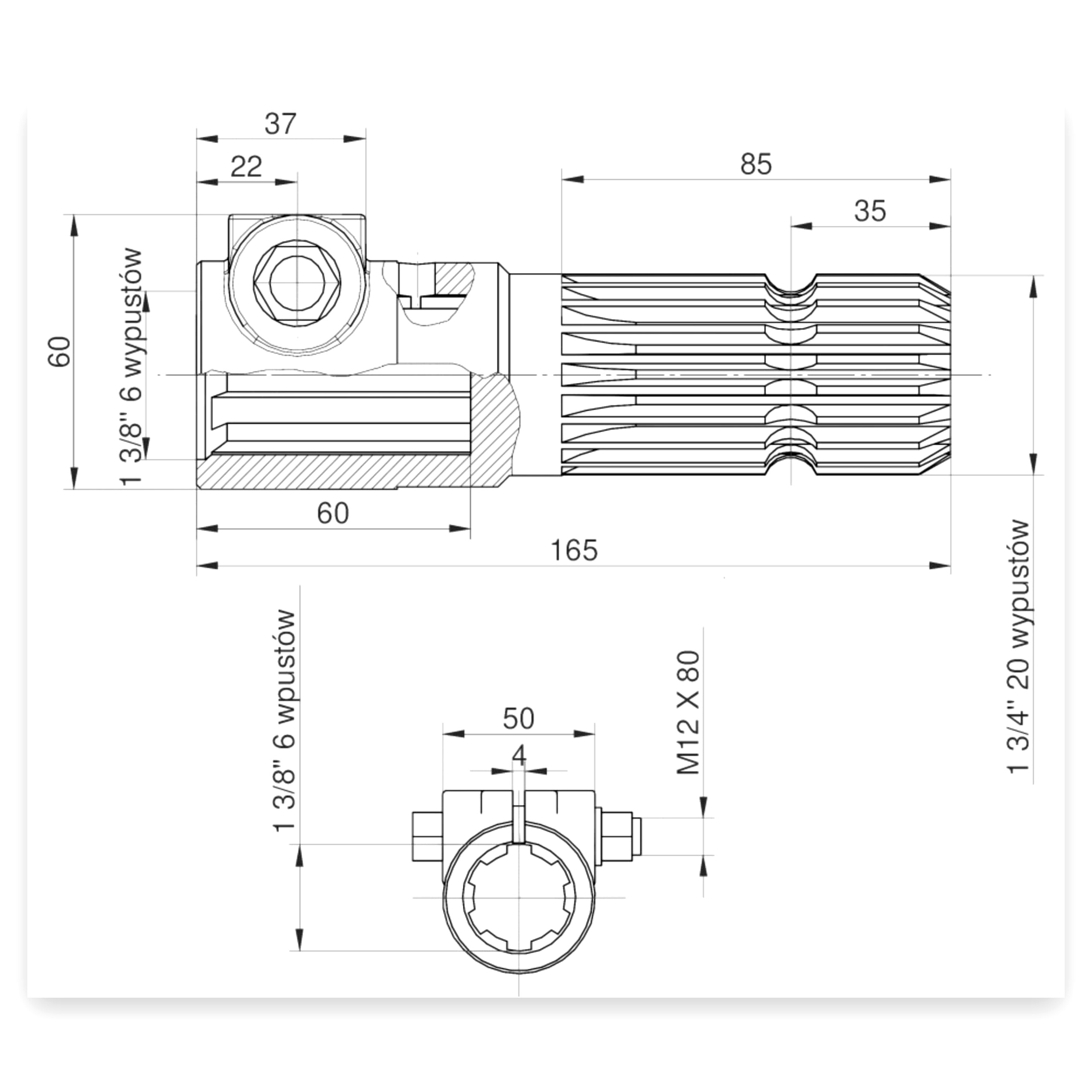 fdfd96a7a4109eb814e40eaf7dcce335.jpg Redukcja wałka WOM adapter na śrubę 1 3/8" 6 wpustów na wałek 1 3/4"
