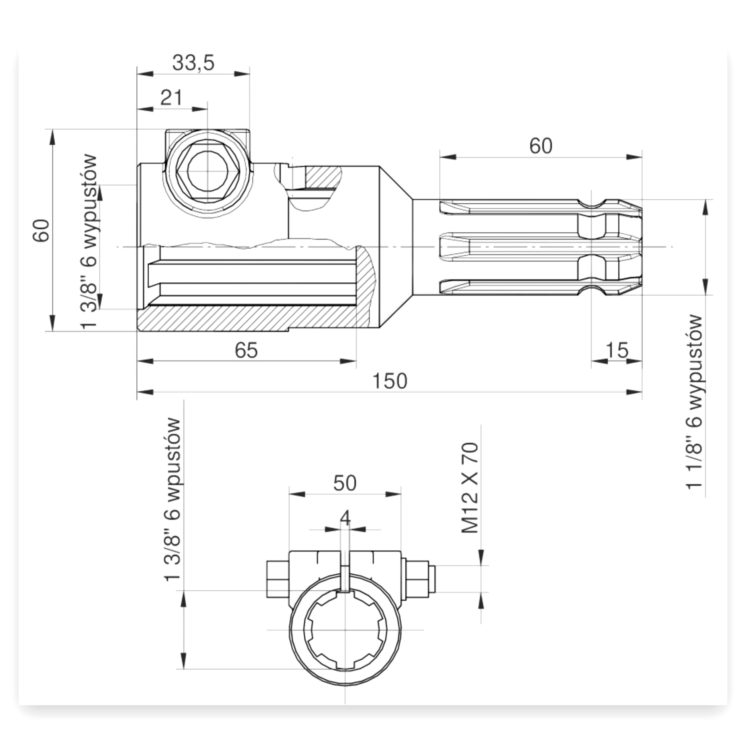 ffb30c57713f7e10e3489292bd2f6909.jpg Redukcja wałka WOM adapter na śrubę 1 3/8" 6 wpustów na wałek 1 3/4" 6