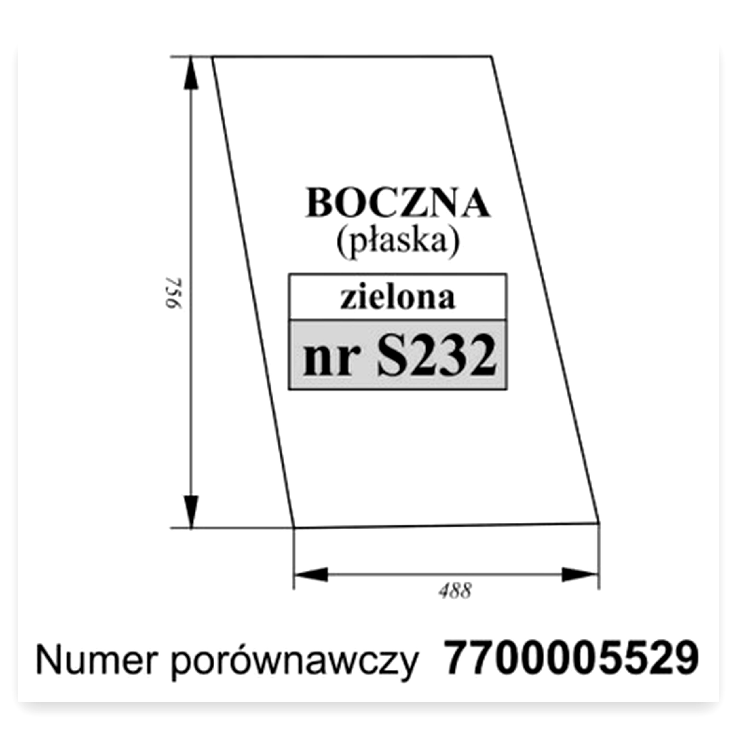 00481d138db94bf74f01f8d02e5a9966.jpg Szyba boczna zielona do ciągnika