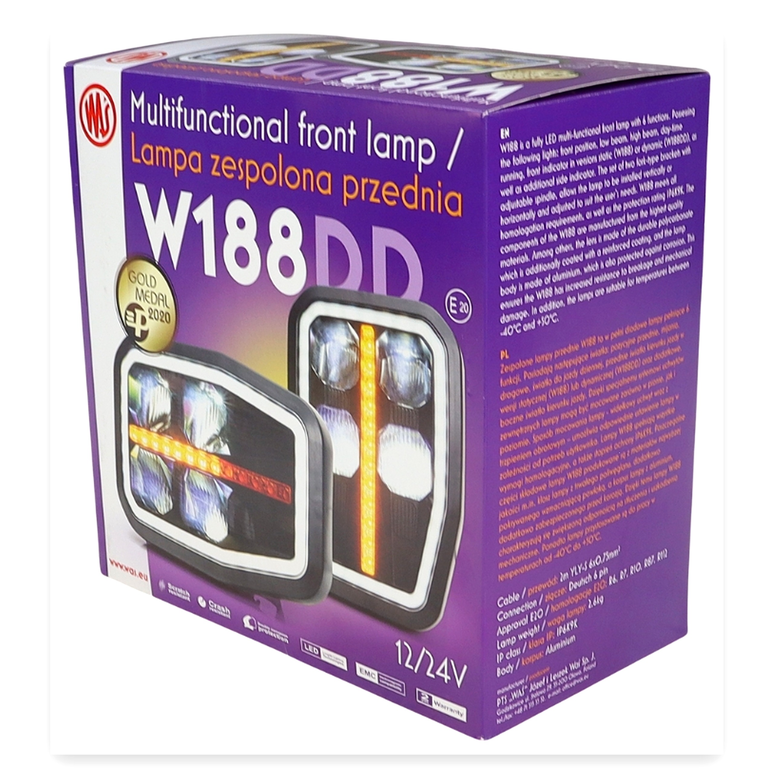 0bfca8c3aaf29c1eca2d70849a225432.jpg Lampa zespolona, robocza przednia 6-funkcyjna prawa W188 JCB 12 V/24 V