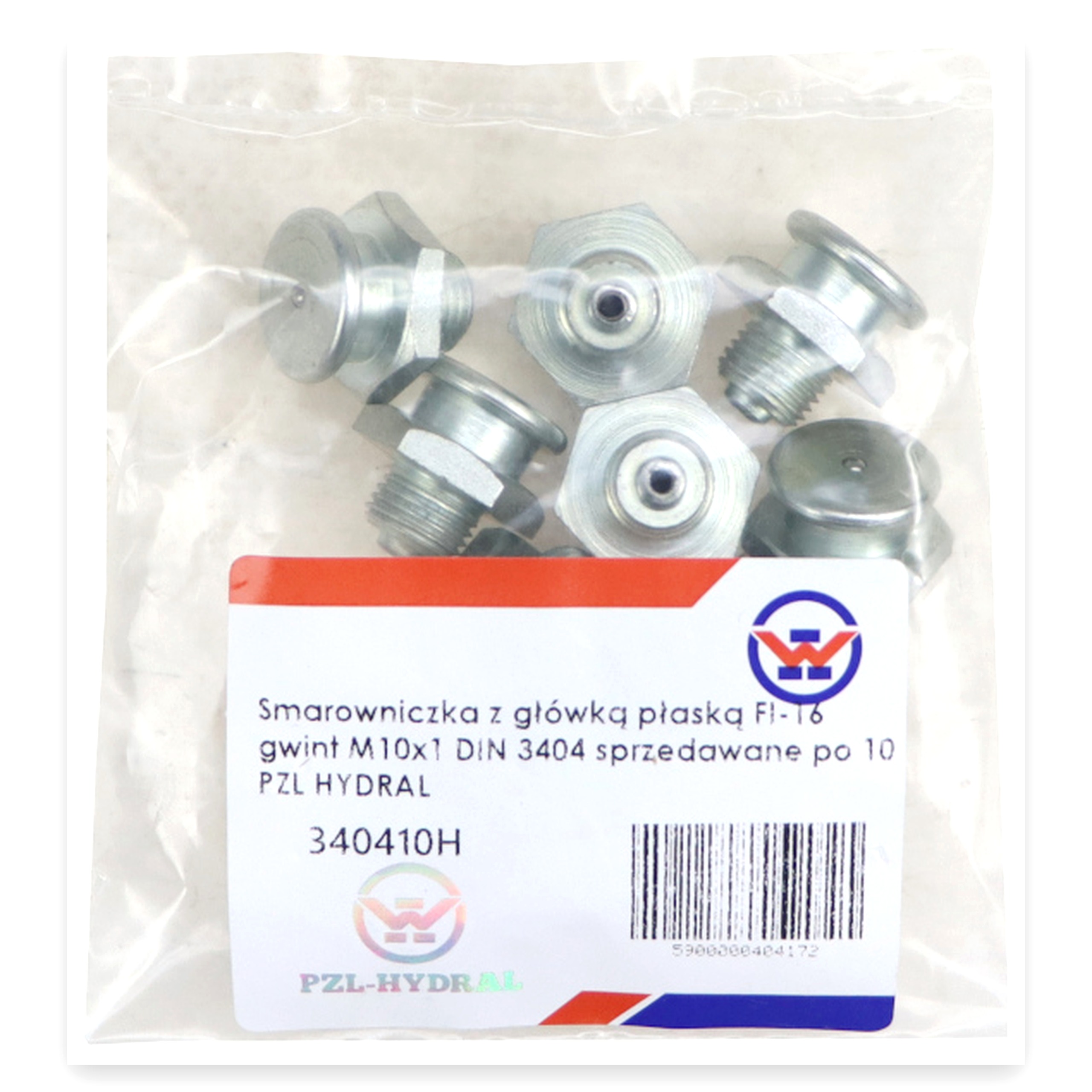 Smarowniczka z główką płaską FI-16 gwint M10x1 DIN 3404 sprzedawane po 10 PZL HYDRAL