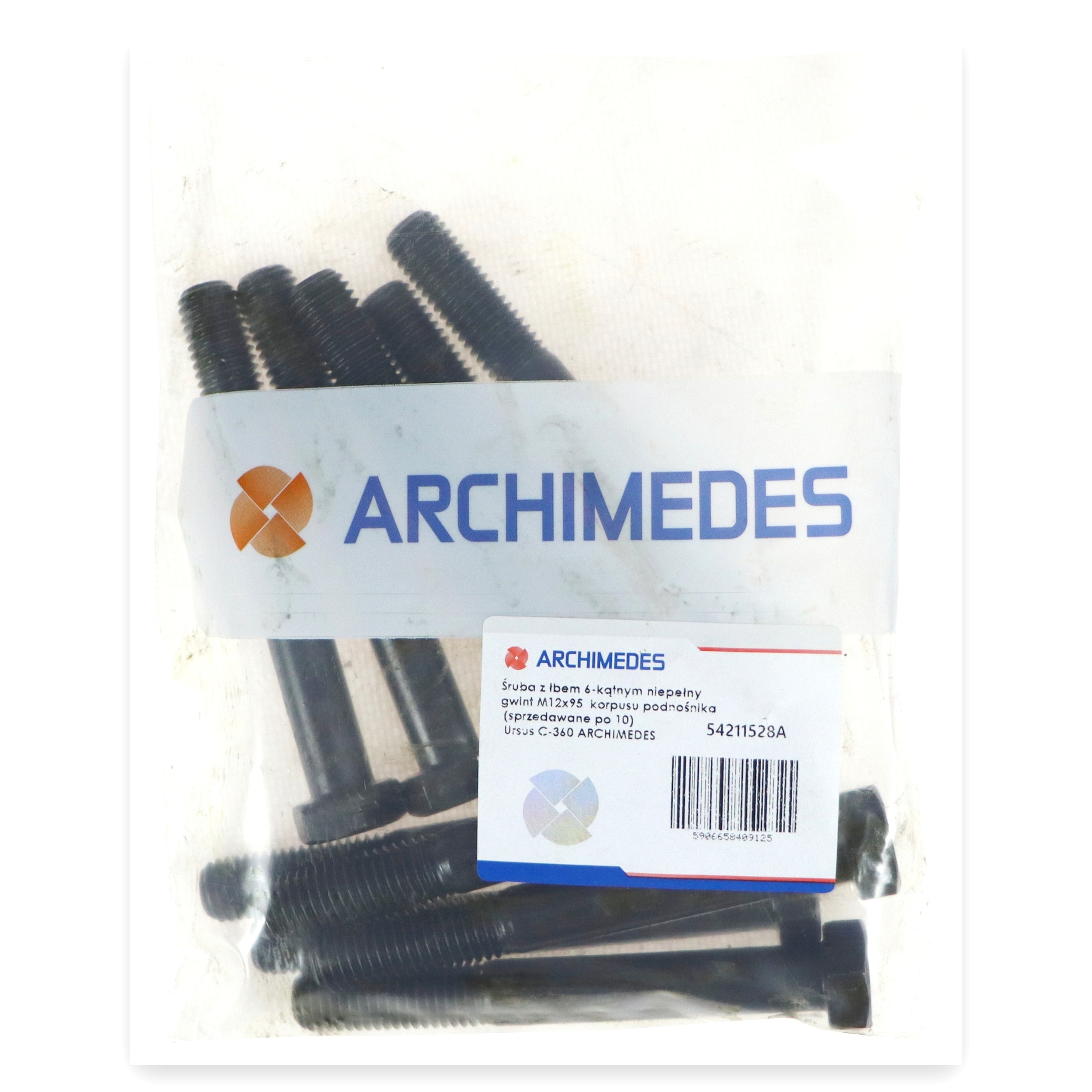 Śruba z łbem 6-kątnym niepełny gwint M12x95 kl.8.8 DIN931 5048004/0 korpusu podnośnika (sprzedawane po 10) Ursus C-360 ARCHIMEDES