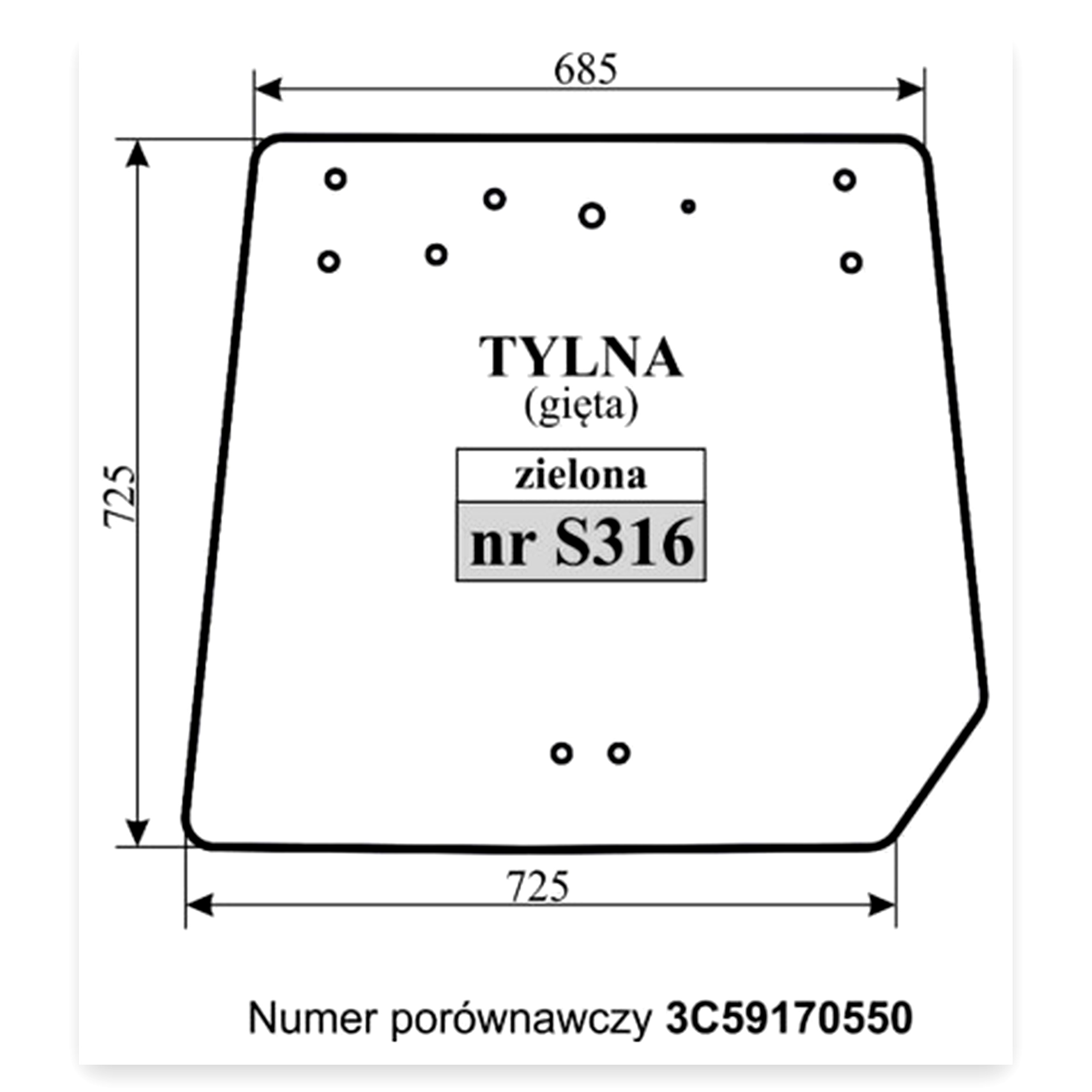 2a2d268139f4aee90b94adda14e8321b.jpg Szyba tylna gięta zielona Kubota do ciągnika Kubota M5111hc