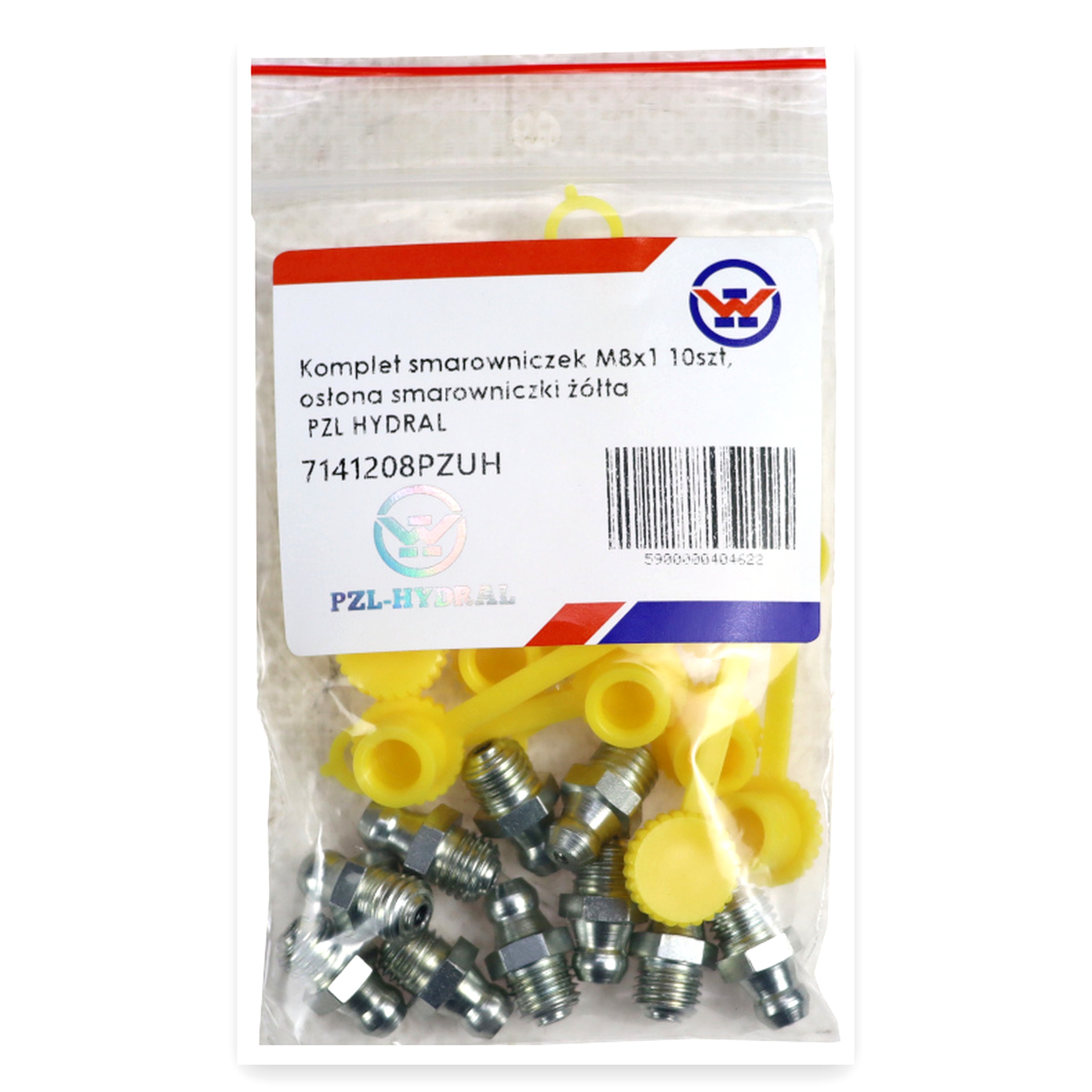 2dd5a6279ab4f4d4a6226ccfe2a66682.jpg Komplet smarowniczek M8x1 10szt, osłona smarowniczki żółta PZL HYDRAL