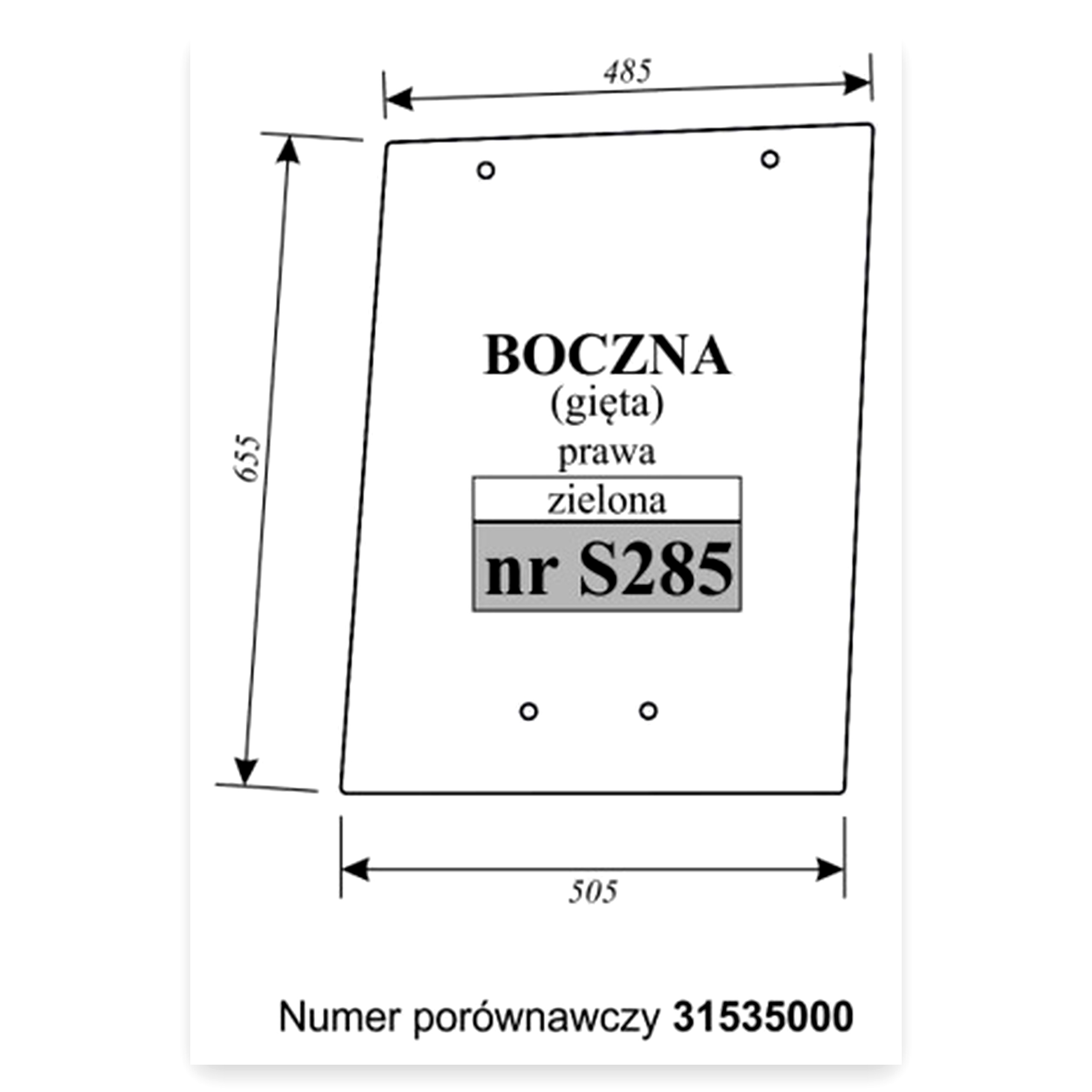 2ecc71aa4e9e5376e510df478bf59413.jpg Szyba boczna prawa gięta zielona Valtra/Valmet Valtra Szyba