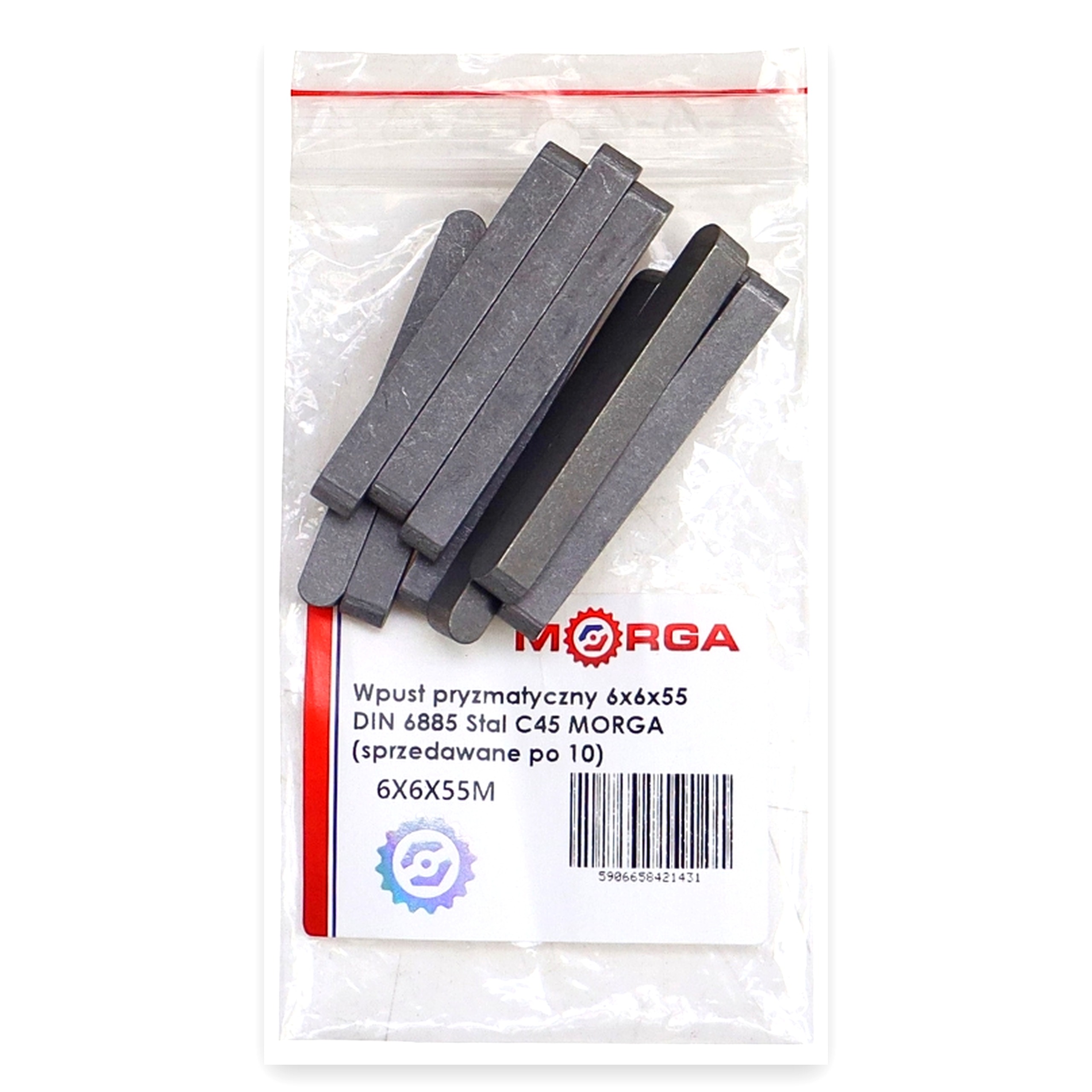 34c566da0cf1637105122376714e77eb.jpg Wpust pryzmatyczny 6x6x55 DIN 6885 Stal C45 MORGA (sprzedawane po 10)