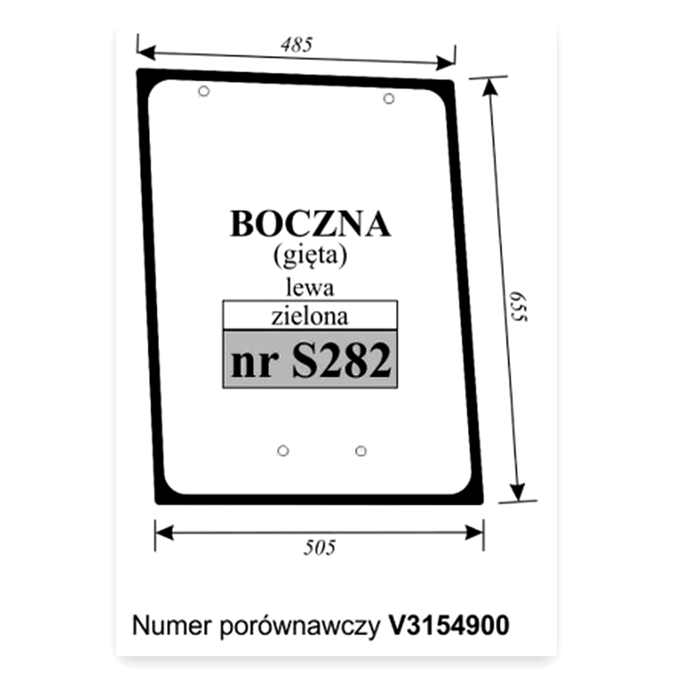 3a5aac886ab0b835f6ea8e0fb2e68978.jpg Szyba boczna lewa gięta zielona ramka Valtra/Valmet Valtra Szyba