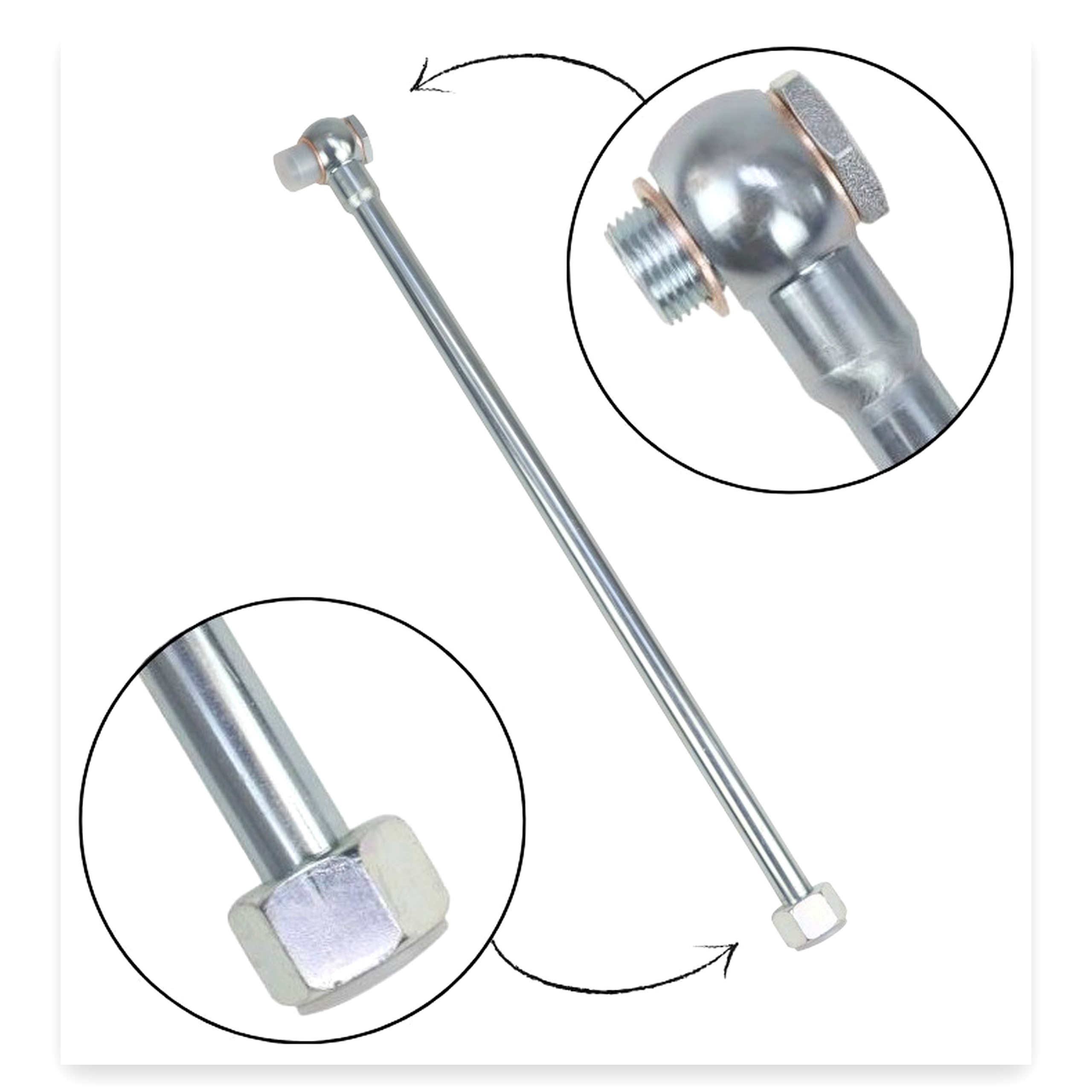 Rurka prosta FI-15 z oczkiem 18 mm długość 400 mm HYDRAL