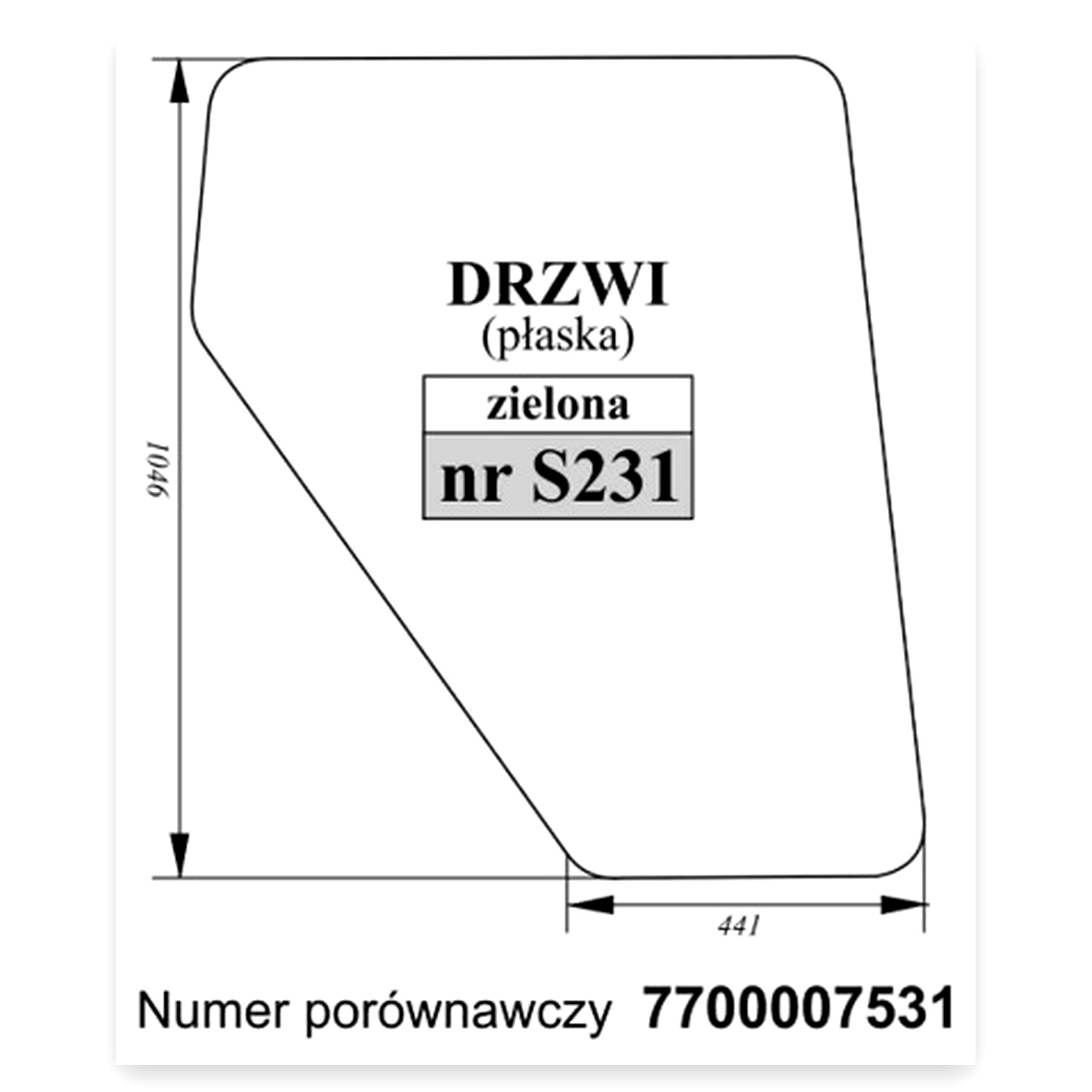 Szyba drzwi zielona do ciągnika