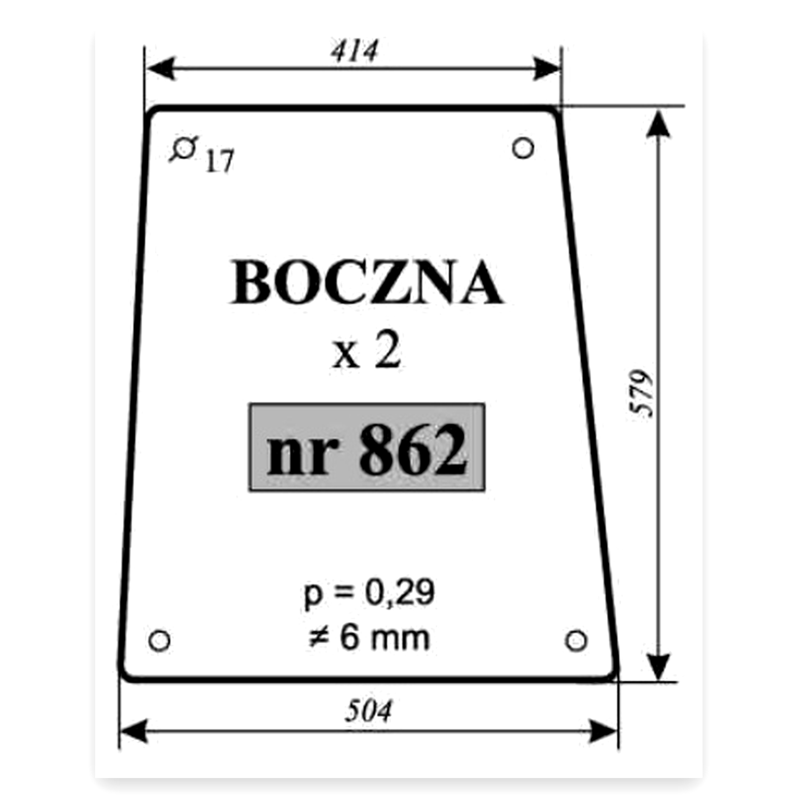 Szyba boczna do ciągnika Fendt 275