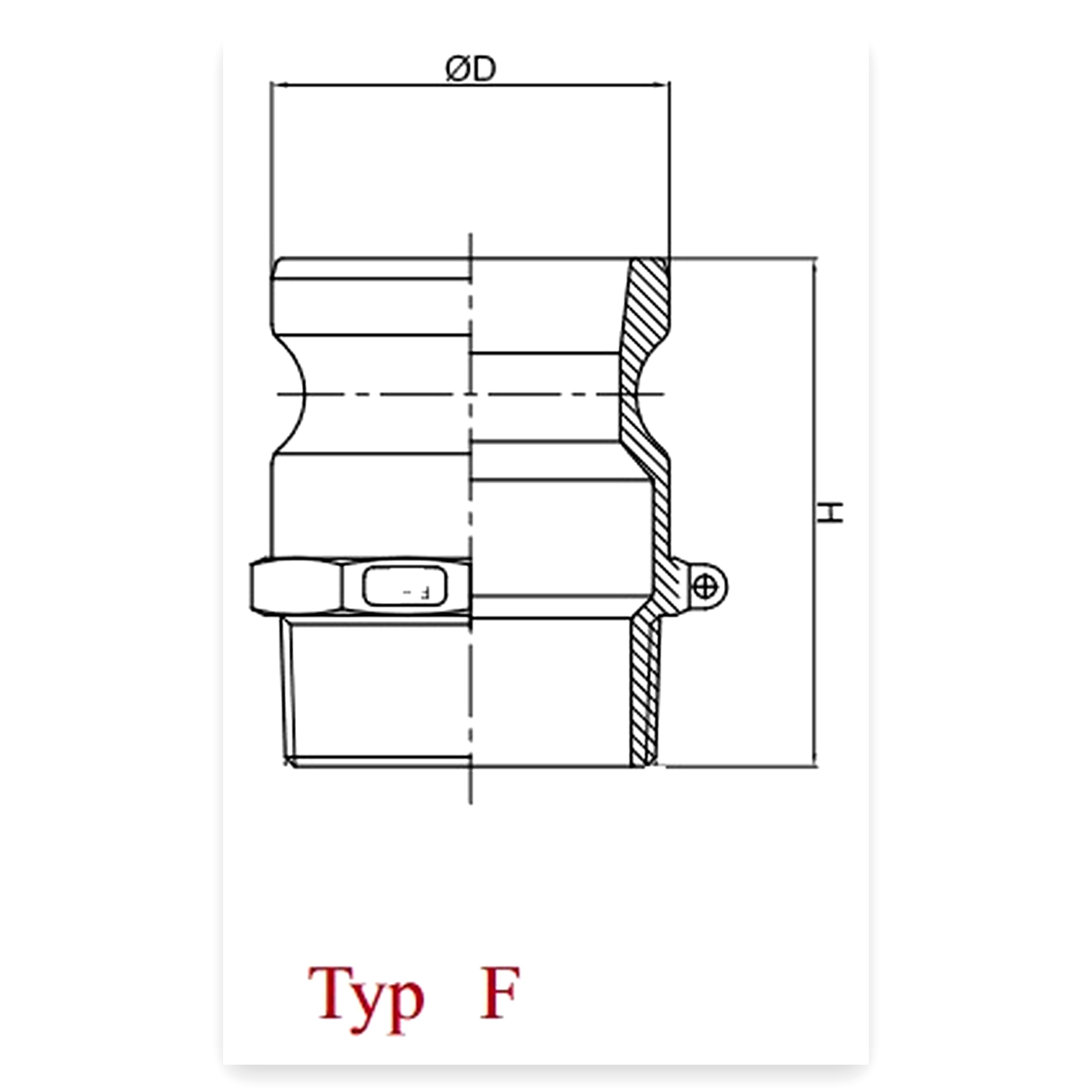 Szybkozłącze Camlock coupling wtyczka Typ F aluminium 1 1/4" x 32 mm