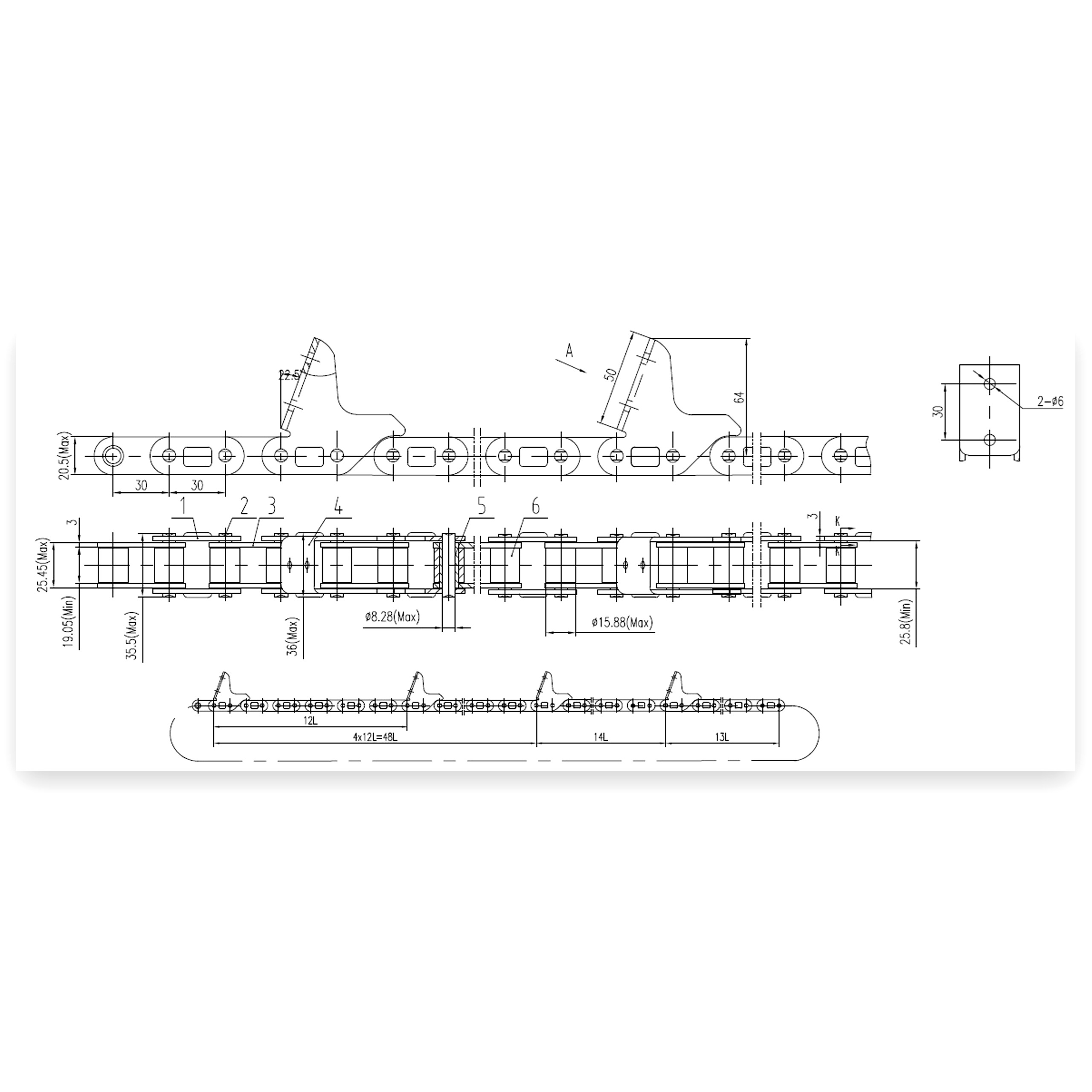 70ad447eb9a26dba40a882ce706b4233.jpg Łańcuch obrywacza kolb przystawki do kukurydzy 76 ogniw CA627x76A
