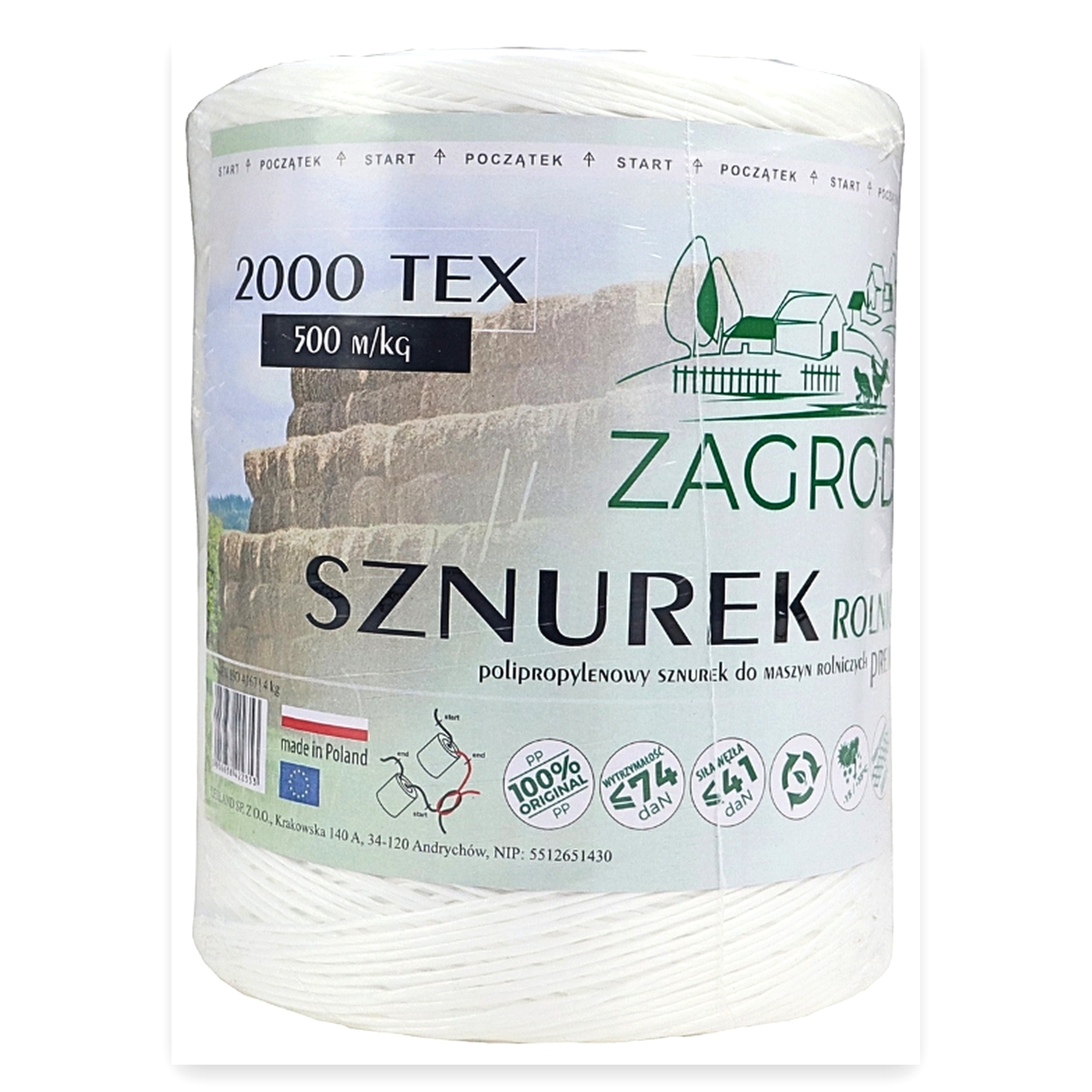74cc7cfb61a20e6e6a6825418979fe3a.jpg Sznurek polipropylenowy TEXT-2000 PN-EN-ISO 4167 2000 m ZAGRODA