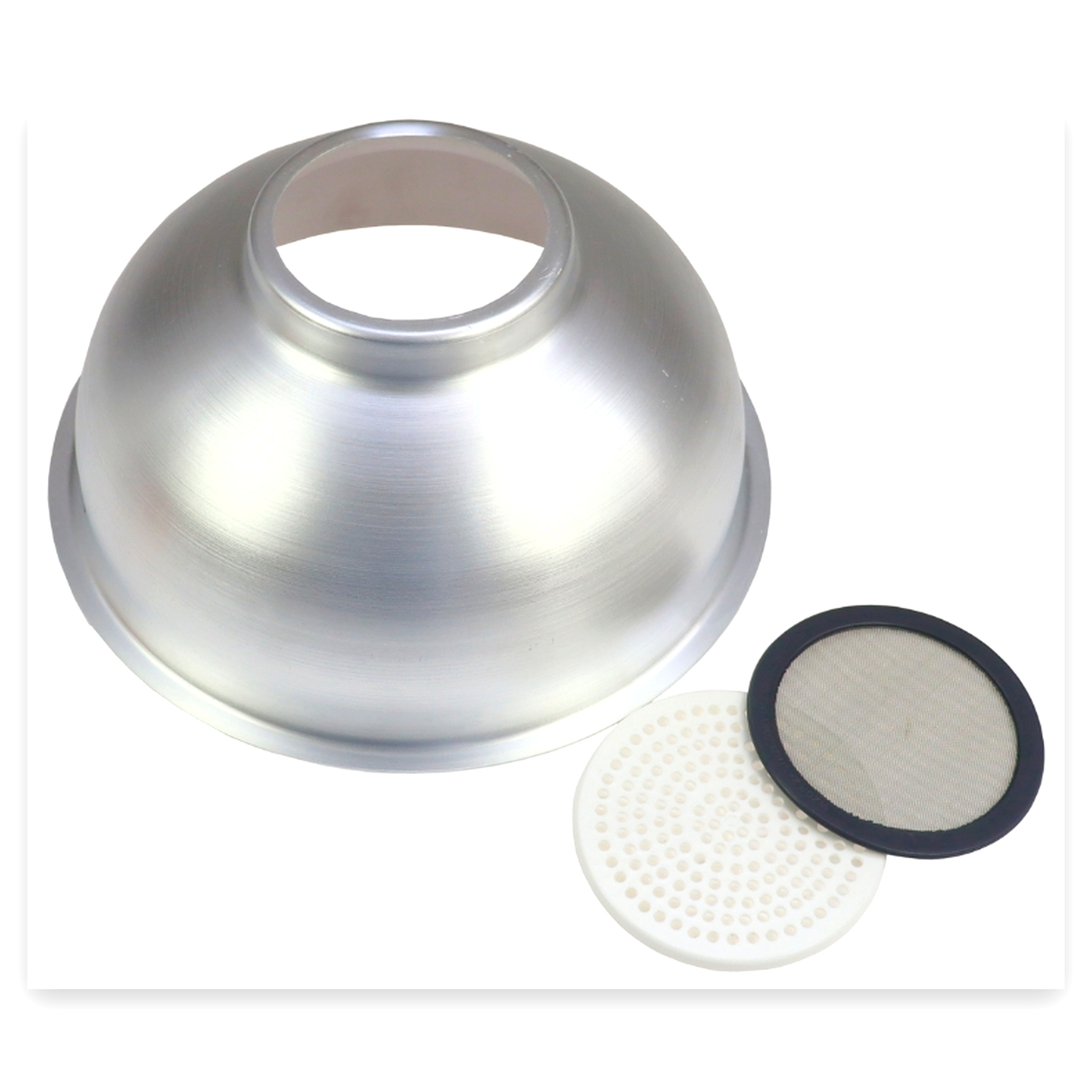911502ea116fff90a7c110a13bd537bf.jpg Cedzidło aluminiowe do mleka 125 mm (3 L) dojarka ZAGRODA