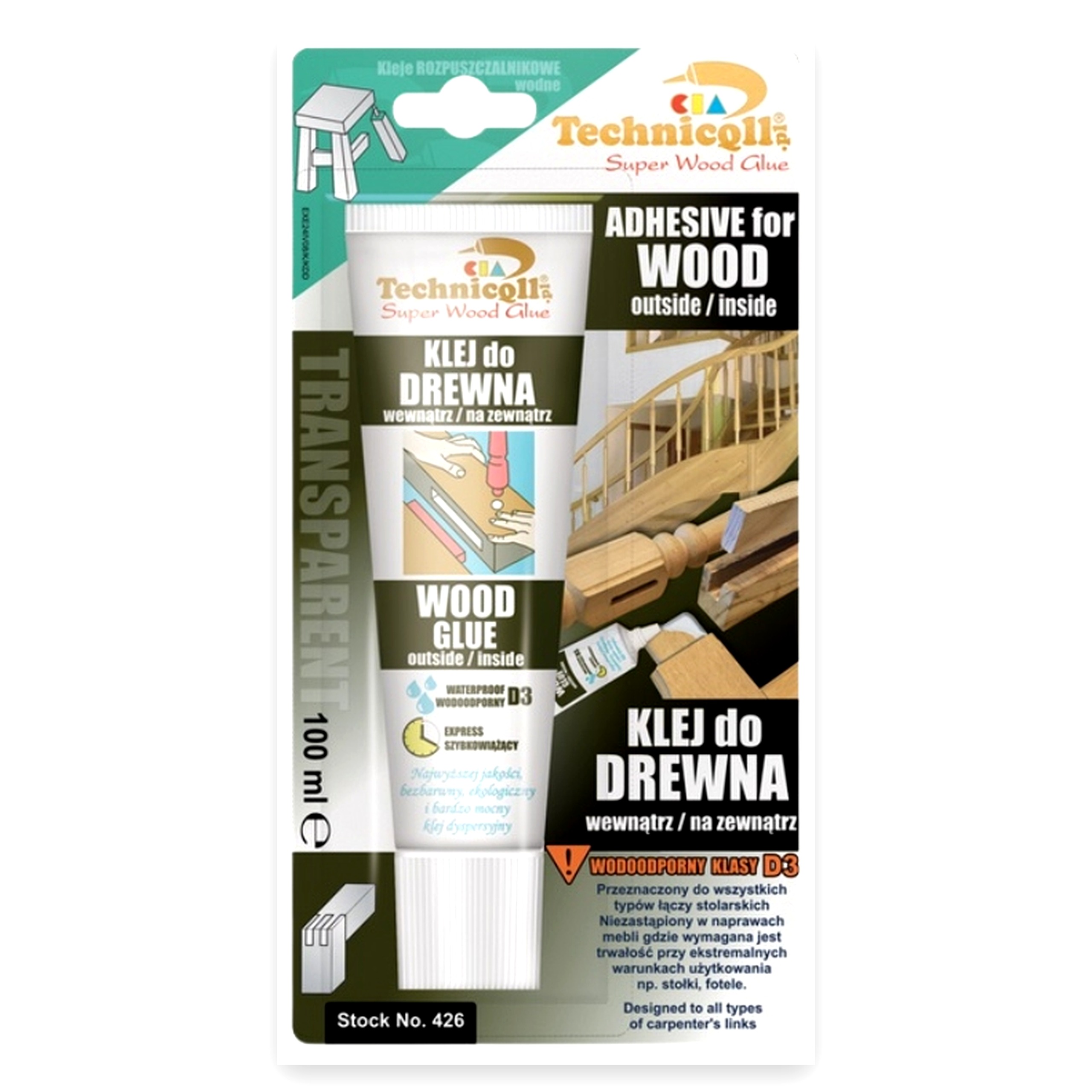918bab42fa57ab2c8b5cbc1266d0dbd1.jpg Klej do drewna na bazie żywic winylowych 100ml wodoodporny R-426