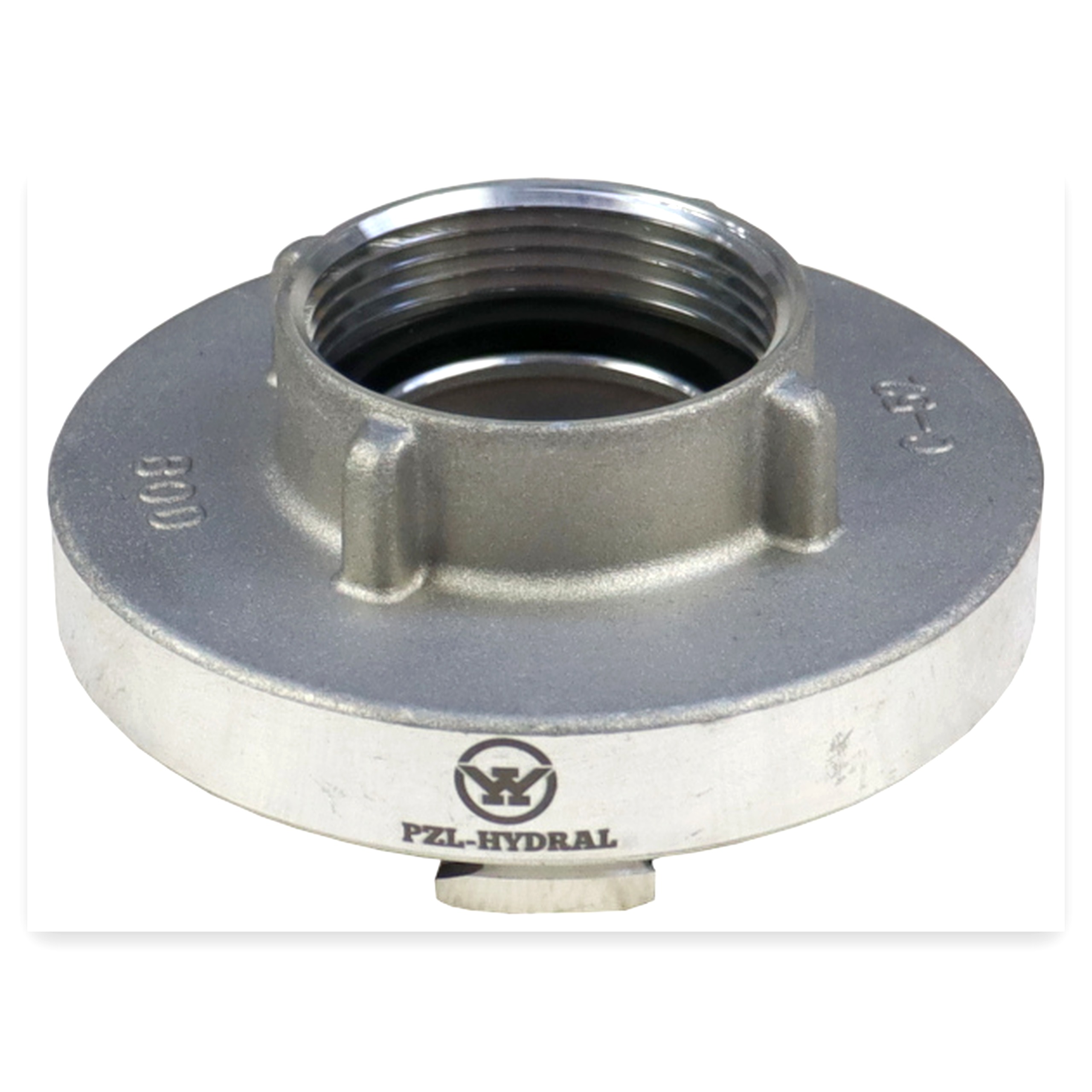 9903e31e34b99f7b6ec18db3e6ff6a4b.jpg Nasada aluminiowa STORZ 52 mm z gwintem wewnętrznym 1 1/2" PZL HYDRAL
