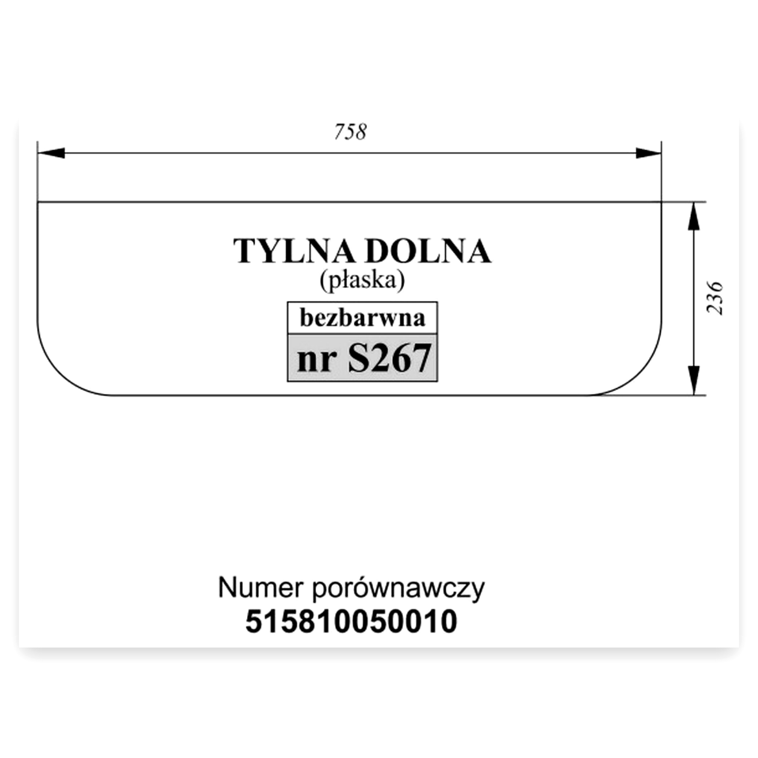 Szyba tylna dolna do ciągnika Fendt