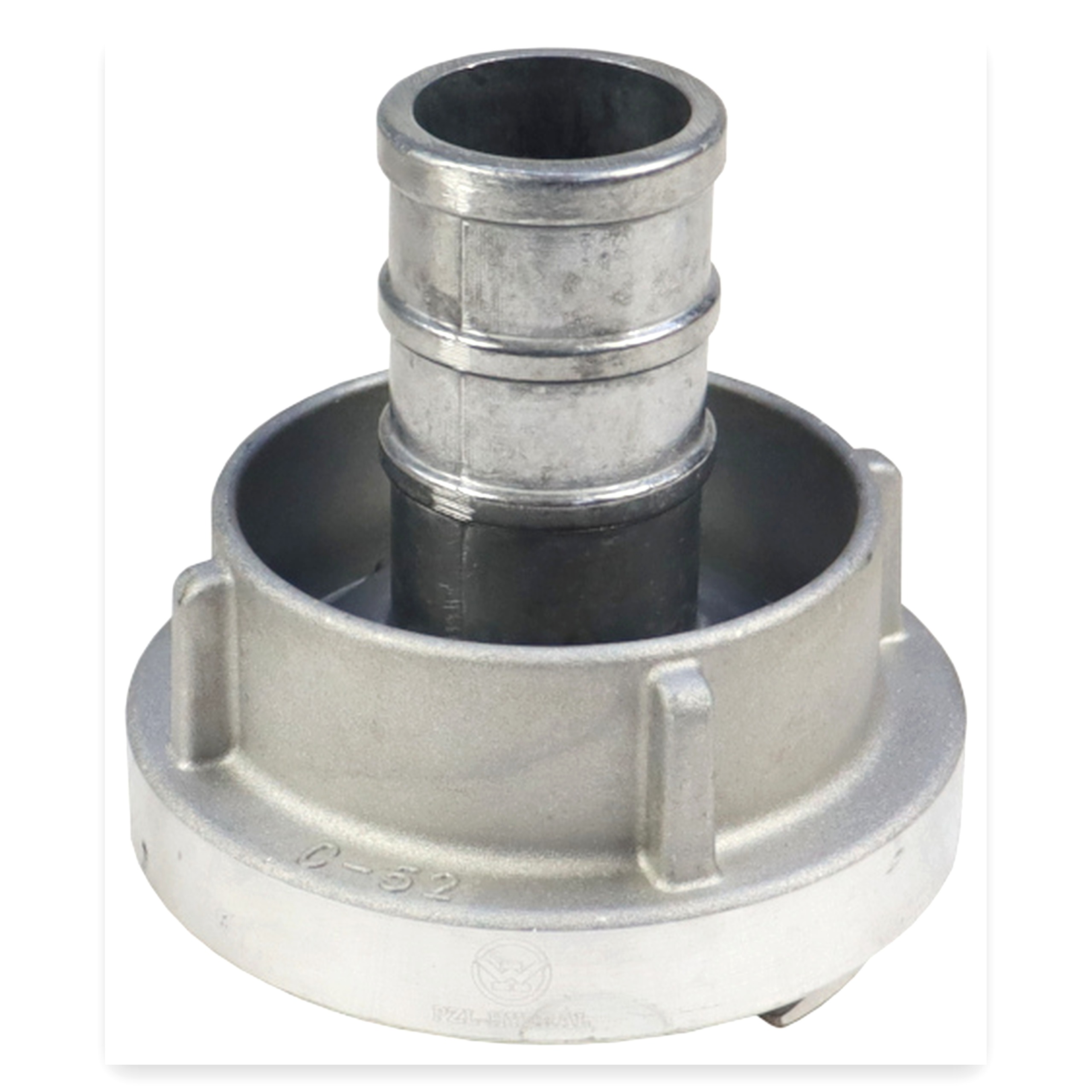 c71425adedc483dcb22e9dfaa4806cc3.jpg Łącznik ssawny STORZ 52 mm z tuleją pod wąż 38 mm aluminiowy PZL