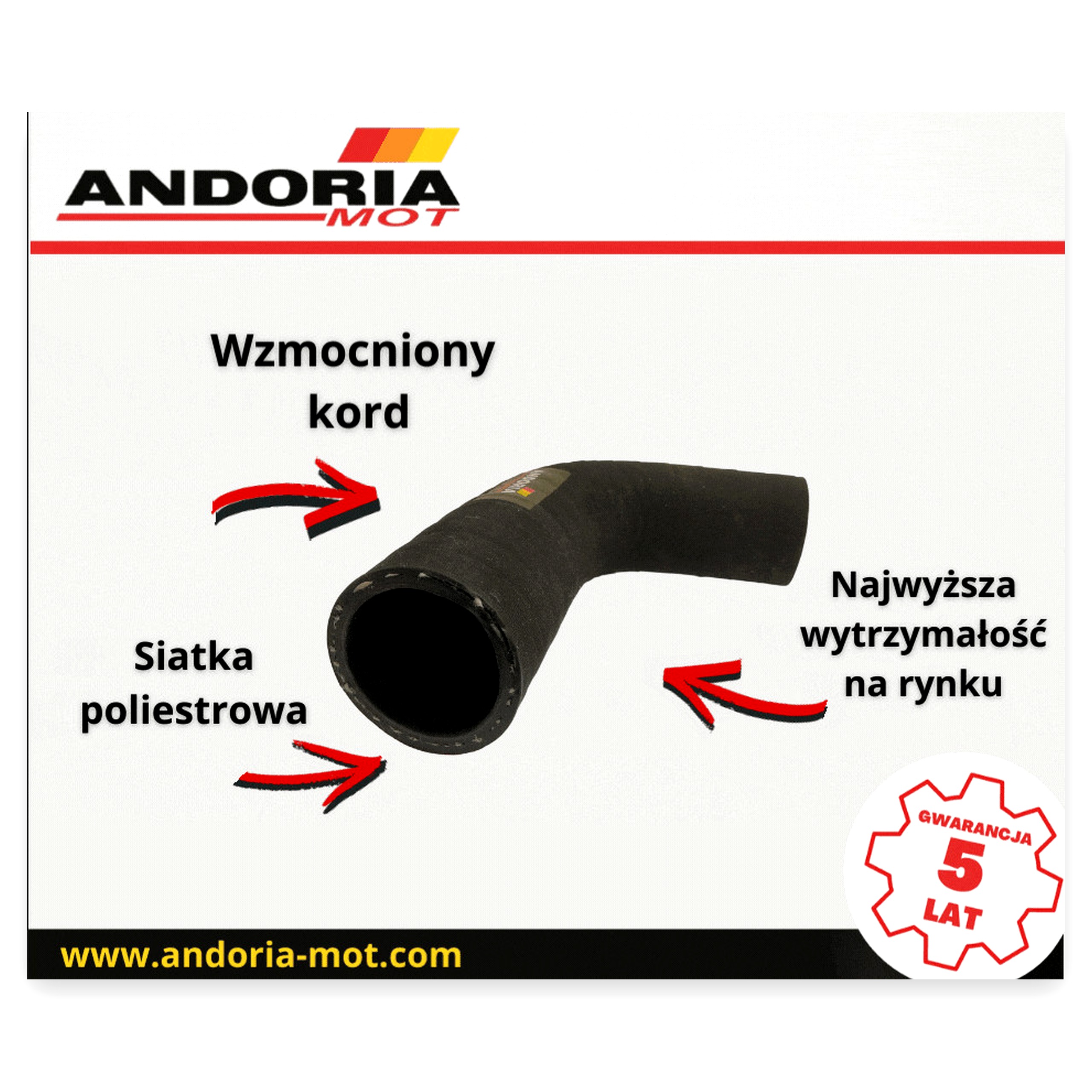 Przewód kolano podwójne FI-33,5x5 mm zbrojony kord IMR76 (sprzedawane