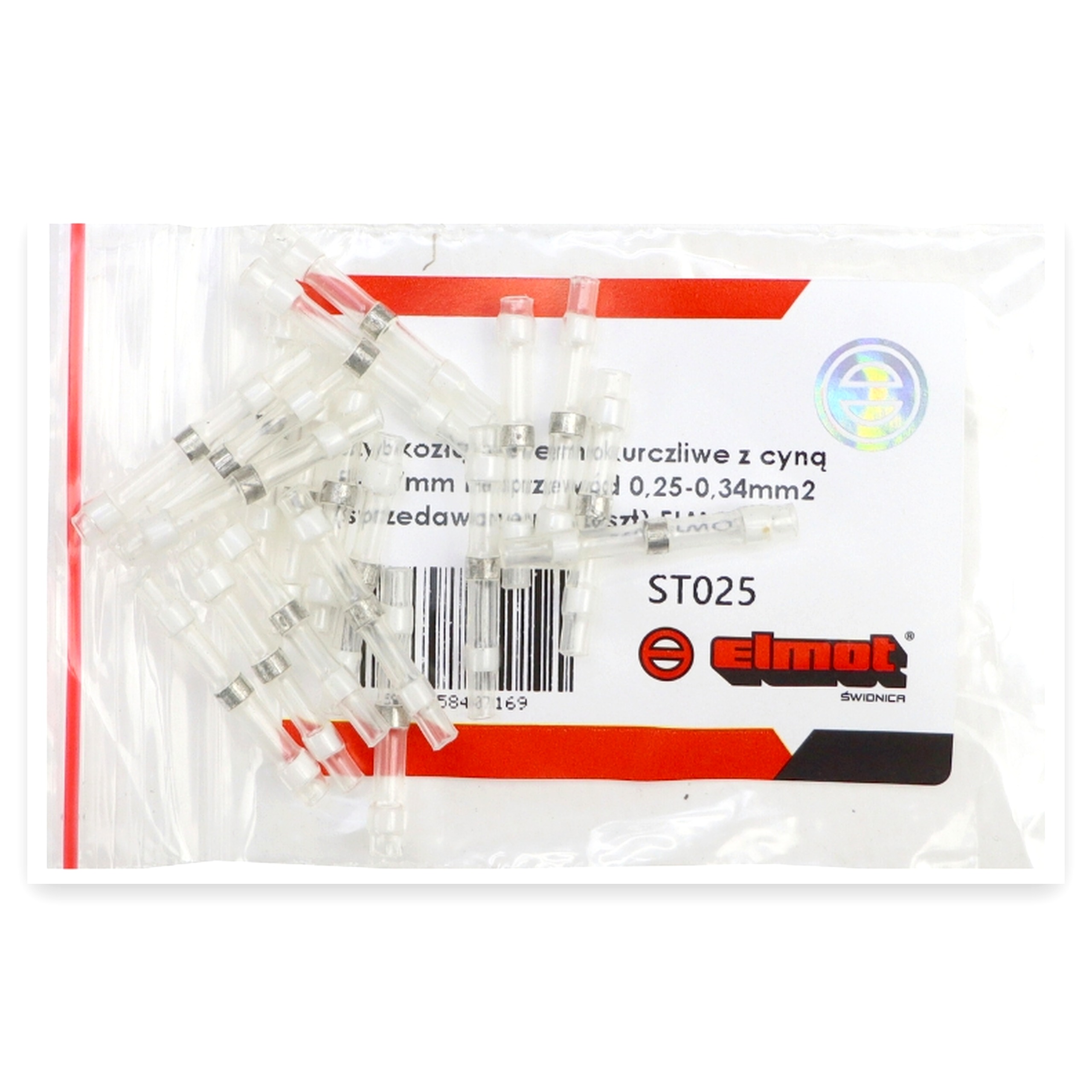 f70d1802a0fe4b63f4ba8d8f83d063e6.jpg Szybkozłącze termokurczliwe z cyną FI-1,7mm na przewód 0,25-0,34mm2 (sprzedawane po 20szt) ELMOT