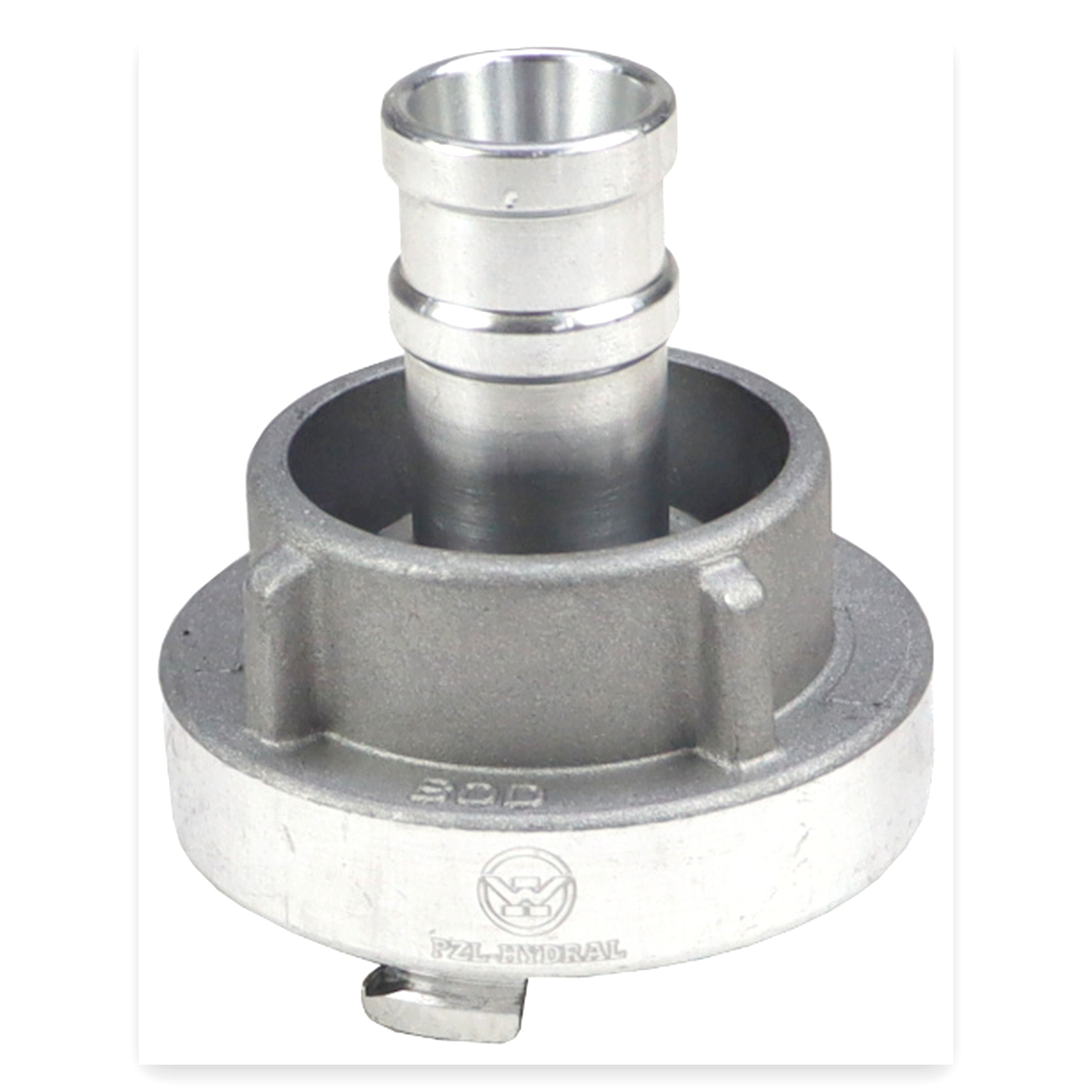 fa584e2c0c1167f42feab06cc85e67b7.jpg Łącznik do obejmy skorupowej 75 mm aluminiowy z karbowaną tuleją PZL